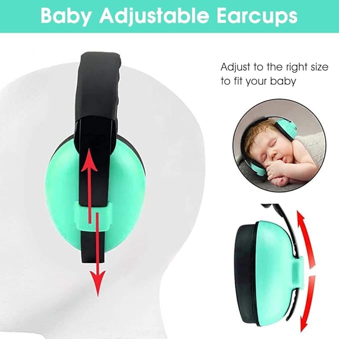 Aqify Baby Ear Protection Ear Muffs, Nois- Cancelling Headphones For Kids Use For Babies in Airplane, Concerts, Theater, Fireworks For Sleep (Bluish Green) 3