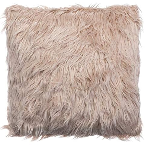 Brandsseller Shaggy Fur Cushion with Filling Approx. 45 x 45 cm Beige Cover