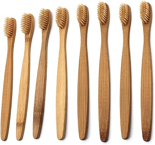 Miniatura 6 de Healifty Juego de 8 cepillos de dientes naturales de bambú para dientes sensibles