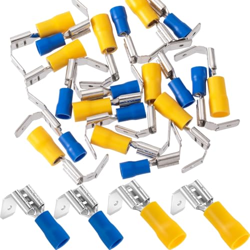 Alpinleux 20 Pcs Semi-Insulated Piggyback Spade Connectors, Female/Male Terminal Connector, Quick Disconnect Piggyback Spade Assortment Kit, 16-10 AWG