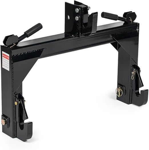 Titan Attachments 3 Point Quick Hitch Adaption to Category 1 Tractors, 3000 LB Lifting Capacity, 27.5" Between Lower Arms, 14.5" ~17.5" Level Adjustment, Black Finish