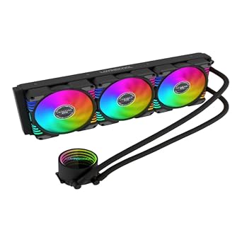 Liquid Cooled Water Cooled ARGB LC-360 Black-360mm Radiator, RGB & PWM Addressable Fans & Pump AIO Intel AMD CPU Gaming Fan 360mm