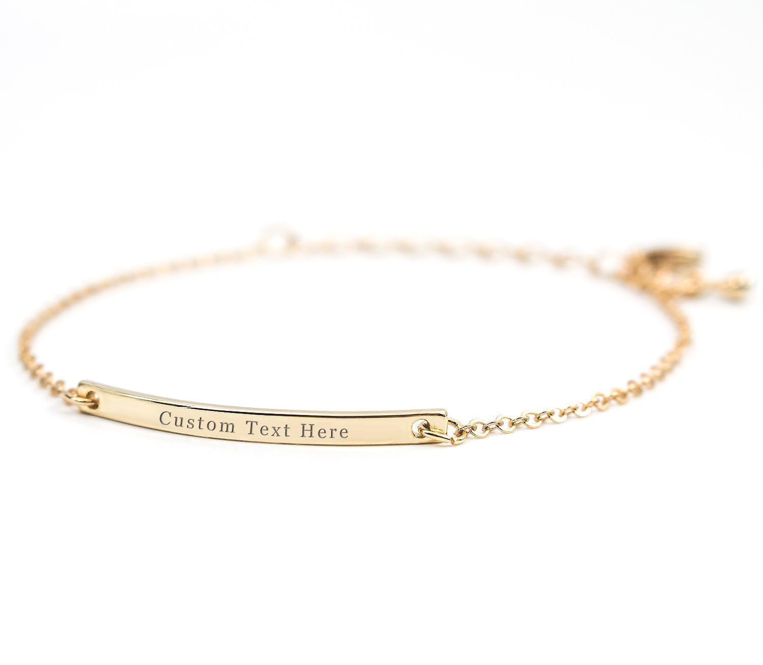 Kiddo Sky Custom Name Bracelet Personalized 18k Gold Plated Engrave Id Bar Bracelets for Women Customized Birthday Graduation Mother's Day Gifts for