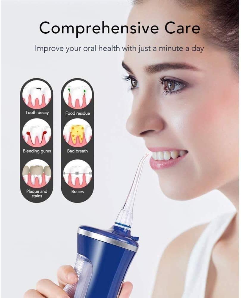 GeRRiT Irrigatore Orale Portatile del flosser dell'Acqua con 4 modalità, pulitore dei Denti Impermeabili Ricaricabili for la casa e Il Viaggio -220ml Serbatoio Staccabile