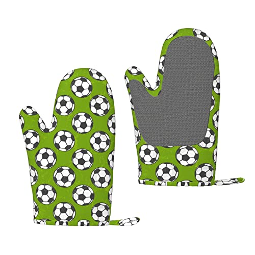 Silicone Oven Mitts Football Heat Resistant Non Slip Cotton Lining Oven Gloves Set Of 2 Durable Washable Kitchen Pot Holder For Camping Cooking Baking Grilling #TOP1
