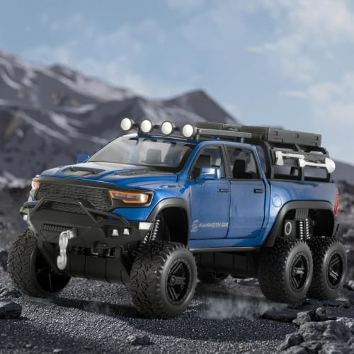 Image of RAM Mammoth Pick-Up Model Car 1:32 Exclusive Alloy Metal Pull Back Die-cast Car Die-cast Metal Pullback Toy car with Openable Doors & Light Music