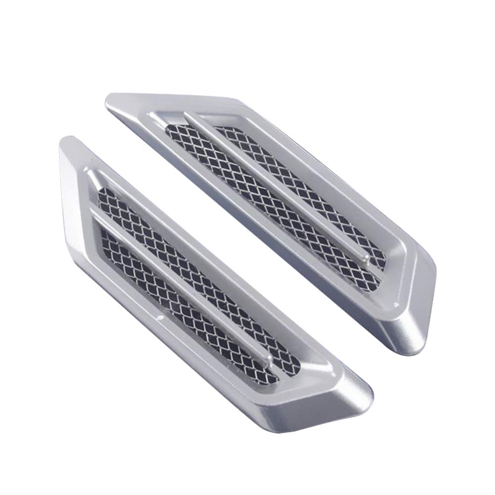 idain 2PCS Air Flow Vent Fender Side Decor Sticker Universal Car Side Mesh Vent Air Flow Fender Decoration Sticker Fit for All Car (Silver)