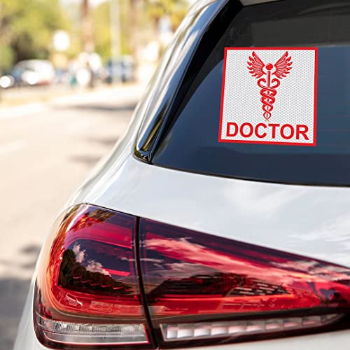 Image of CVANU Doctor Reflective Vinyl Exterior Decal for Vehicle 2pcs (11x11cm) Red cv3