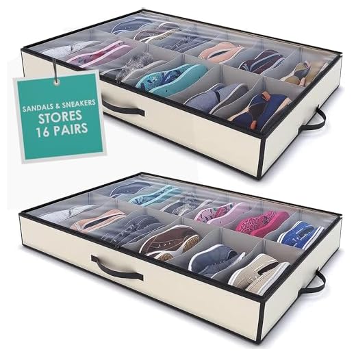 Woffit Under The Bed Shoe Organizer Fits 12 Pairs – Made with Sturdy & Breathable Materials – Set of 2 Underbed Storage Solution for Kids & Adults (Men & Women) Shoes