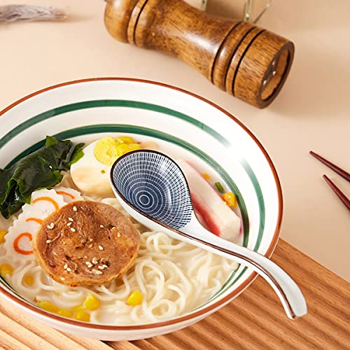 Ceramic Soup Spoons Sets Of 4,Asian Soup Spoons,Long Ramen Spoons,Japanese Soup Spoons For Pho,Wonton,Noodles,Chinese Ceramic Rice Spoons,4Pcs #TOP5