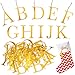26 Pieces Christmas Stocking Decor Letter Sign Cutout Letter Christmas Blocks Decor Craft Letter Pieces Letter Signs with Ropes for Xmas Tree Present Party Decorations (Acrylic, Gold Capital Style)
