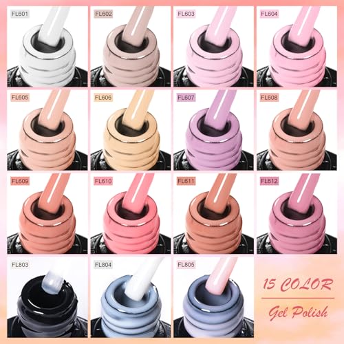 Set de esmaltes en gel Nude Pink kit 18 piezas 10 ml miniatura 5