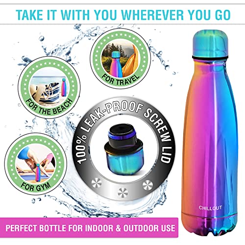 Image of CHILLOUT LIFE 17oz Insulated Stainless Steel Water Bottle, Leak Proof