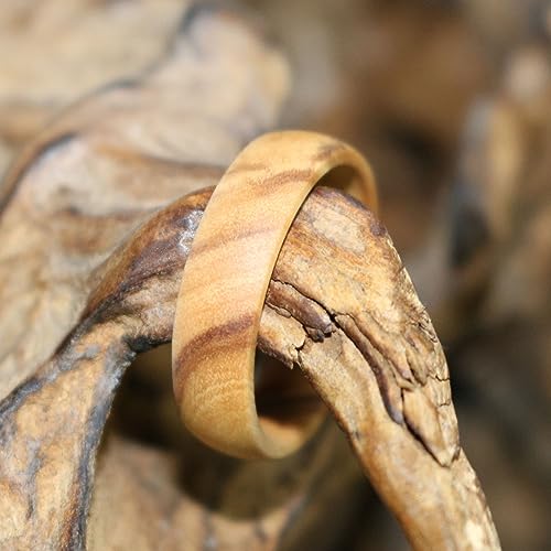 Generic 6Mm Women/Men 100% Natural Olive Wood Wedding Ring Band Anniversary Ring,Domed Olive Wood Enagagement Ring,Free Wooden Ring Box thumb #2