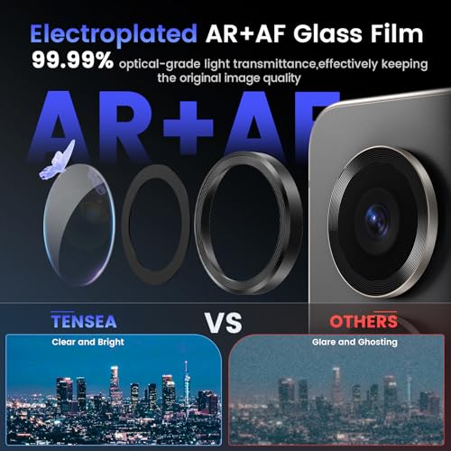Image of Tensea (3+2 Pack Compatible with Samsung Galaxy S25 Ultra Camera Lens Protector, 9H Tempered Glass, Camera Cover, Screen Protector, Metal, Custom Ring, Installation Tray)