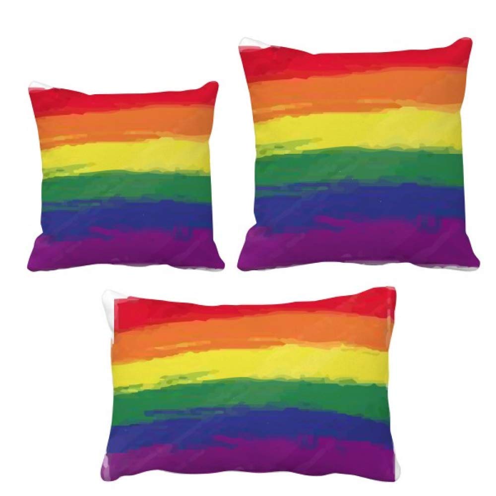 Housse de coussin decoration LGBT lesbienne gay motif arc en ciel coloré