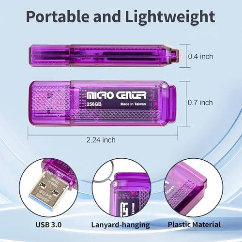 Image of Micro Center SuperSpeed 256GB USB 3.0 Flash Drive Gum Size Memory Stick Thumb Drive Data Storage Jump Drive (256G)