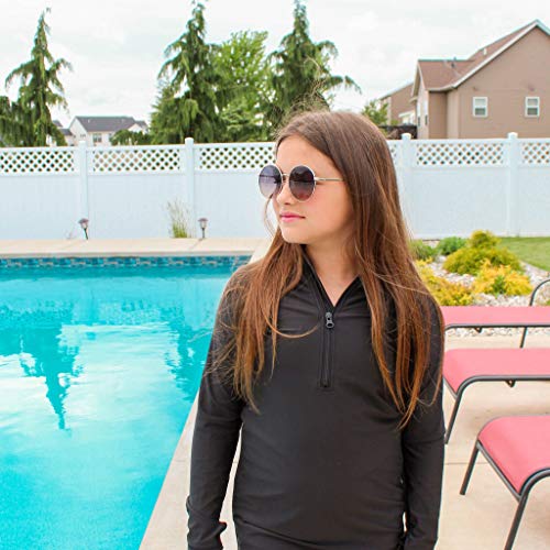 Swimzip Girls Long Sleeve Swim Dress Cover Up Upf 50+ Protection - Black - 8-10 #TOP4