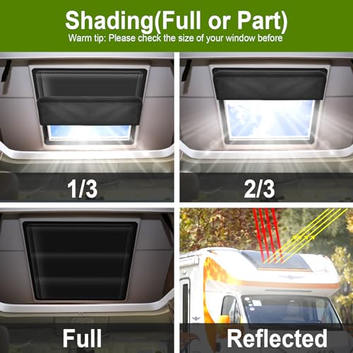 Image of RV Skylight Cover, Magnetic Vent Cover for Roof16 (L) x 16 inch (W), RV Window Blackout with UV Protection and Foldable Magnet Design, Waterproof Fabric, Reflective