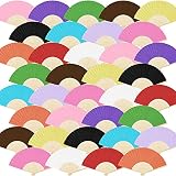 Aneco 36 Pieces Handheld Paper Fans Paper Folding Fans with Bamboos for Wedding Gift, Party, Home, DIY, Multicolor