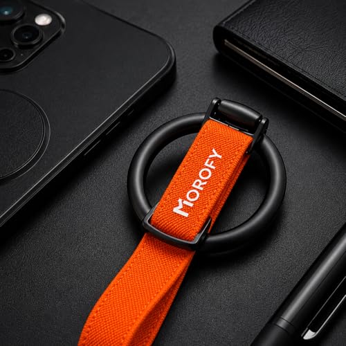 Image of Morofy Magnetic Phone Grip for iPhone & Android Devices with Magnetic Ring Included, Adjustable Finger Strap Stand Holder (Orange)