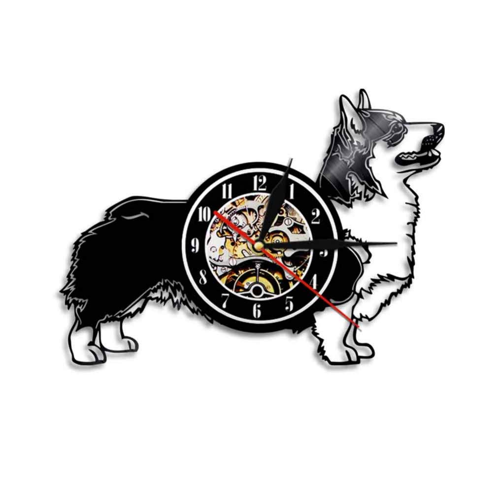 FIDMEK Wall Clock Coogee Dog Wall Clock Dog Breed Coki Vinyl Record Wall Clock Puppy Pet Family Decoration Wall Art Gift