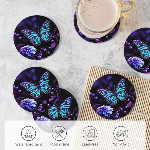 Dessous de verre en céramique violet avec base en liège et support - 6