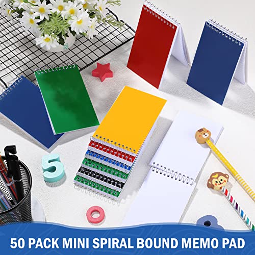 Image of Teling 150 Pcs Spiral Memo Pads Bulk, 3 x 5 Inch Small Note Pads, Pocket Notebooks with 75 Sheets College Ruled Lined Paper, Top Bound Mini Spiral Notepad for Back to School Gifts Office Home Supplies