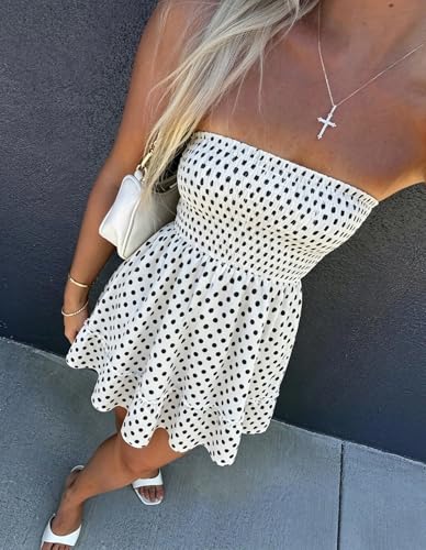 Image of EG CHRIS G Summer Dresses for Women Strapless Tube Top Mini Dresses Beach Boho Sundress 2025