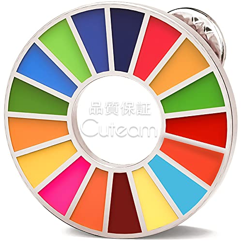 Cuteam SDGs バッジ 国連本部最新仕様 SDGsのバッジ 七宝焼 正規品 SDGs ピンバッジ sdgsマニュアル+留め具4個付きsdgsバッチ 国連 2030 エスディージーズ バッジ