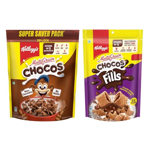 Image of Kellogg's Multigrain Chocos 1.05kg & Choco Fills 153g | Multigrain Energy, More Chocolatey | No-Maida | Power of 5 nutrients Protein, Fibre, Iron, calcium, Vitamins | Kids Breakfast cereal.