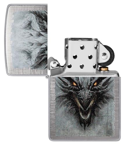 Image of Zippo Dragon Windproof Lighter - Fierce Mythical Creature Design, Matte Finish, Refillable