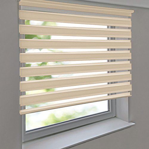 Doppelrollo PREMIUM 80 x 160 cm beige zum Anschrauben freihängend für Wand- und Deckenmontage inkl. Metallträger Doppelrollo PREMIUM 80 x 160 cm beige zum Anschrauben freihängend für Wand- und Deckenmontage inkl. Metallträger