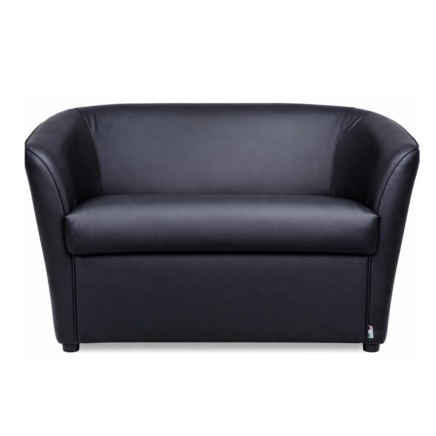 PALUPLUS Divano Pozzetto Artigianale a 2 Posti colore Nero, Misura 123x67x76 cm, Tessuto Ecopelle, Piedini in Plastica, Struttura Robusta, Design Elegante, per Casa e Ufficio, Made in Italy -C -24