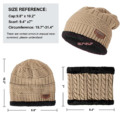 Image of Loritta Winter Hats for Men, 3 PCS Fleece Beanie Scarf Gloves Set