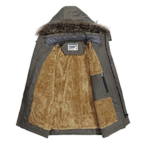 Image of PRIJOUHE Men's Winter Coats Down Jackets Outerwear Long Cotton Coat Men Thick Warm Fur Jacket Coat Overcoat