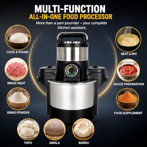 Machacadora de alimentos de 6 litros y batidora eléctrica de ñame de 1600W 4