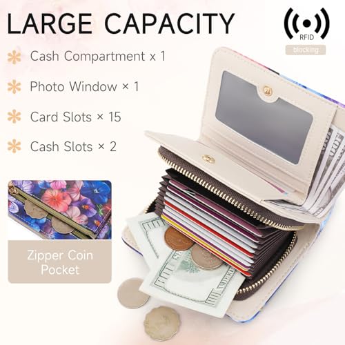 APHISON Small RFID Wallet Women Cute Compact Bifold Credit Card Holder Wallet for Women with Zipper Coin Pocket3