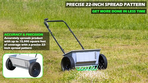 Yard Commander - 60 LB Walk-Behind Push Drop Spreader - Holds Up to 15,000 SQFT of Product - Great for Applying Fertilizer & Grass Seed - Adjustable Drop Rate & Composite Hopper - Image 4