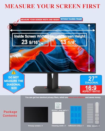 Image of PYS 27 Inch Monitor Privacy Screen for 16:9 Widescreen Monitor, 2 Pack