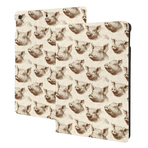Coque iPad 10.2 avec veille automatique - Étui folio imprimé cochon pour iPad 9/8/7
