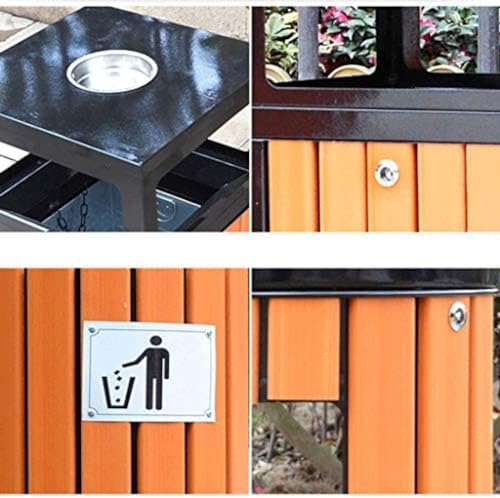 Large Outdoor Metal Trash Can with Ashtray - Round Waste Recycling & Compost Bin for Indoor/Outdoor Use, 15.76 x 36.25 Inch – Durable, Weather-Resistant Design