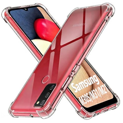 Image of Lustree Back Cover Transparent Case Compatible with Samsung Galaxy M30s | Clear + TPU Case with 4 Corner Air Cushion Protection & Camera Protection | Slim& Stylus Cover