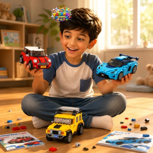 Image of Yashoni Pocket Block Pull-Back Cars Pack of 3-309 Pcs Building Blocks Set | Pull Back & Go Racing Action, STEM Construction Toy for Kids 6+ Boys & Girls | Educational 3D Building Kit, Gift