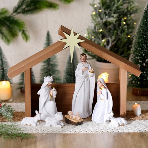 Wesiti UTE-WESITI-2245 Christmas Wooden Nativity Manger Wood Nativity Scene thumb #5