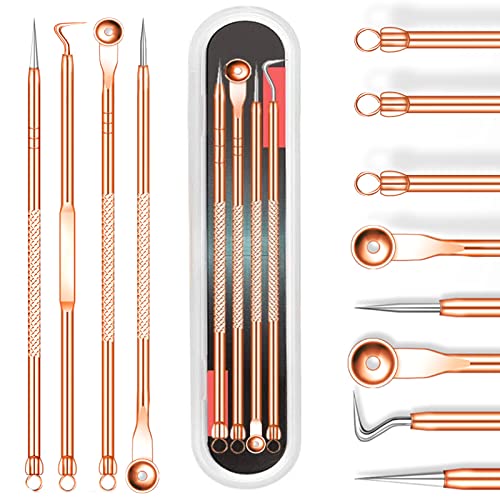 4 piezas Juego de Extractor de Espinillas, profesionales Herramientas para Espinillas Granos Comedones, Acero Inoxidable exprimidor de comedones para el cuidado facial
