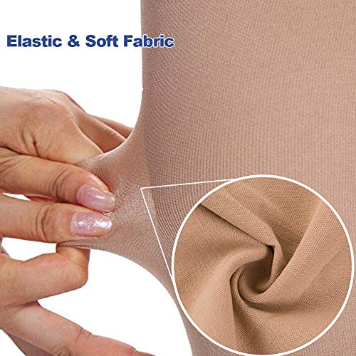 Image of Beister Closed Toe Knee High Calf Compression Socks for Women & Men, Firm 20-30 mmHg Graduated Support for Varicose Veins, Edema, Flight, Pregnancy, Beige, Large