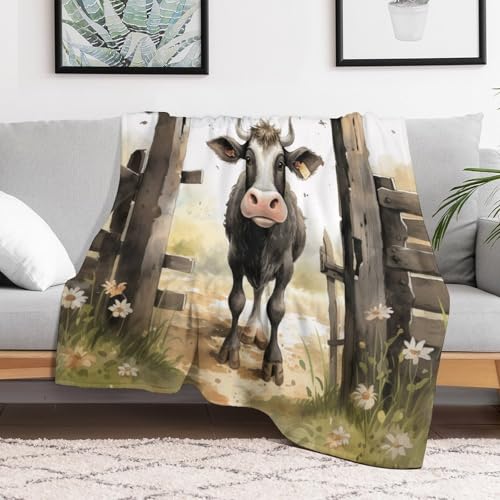 Couverture non rejet en flannel super doux imprimé vache pour en finir avec les peluches