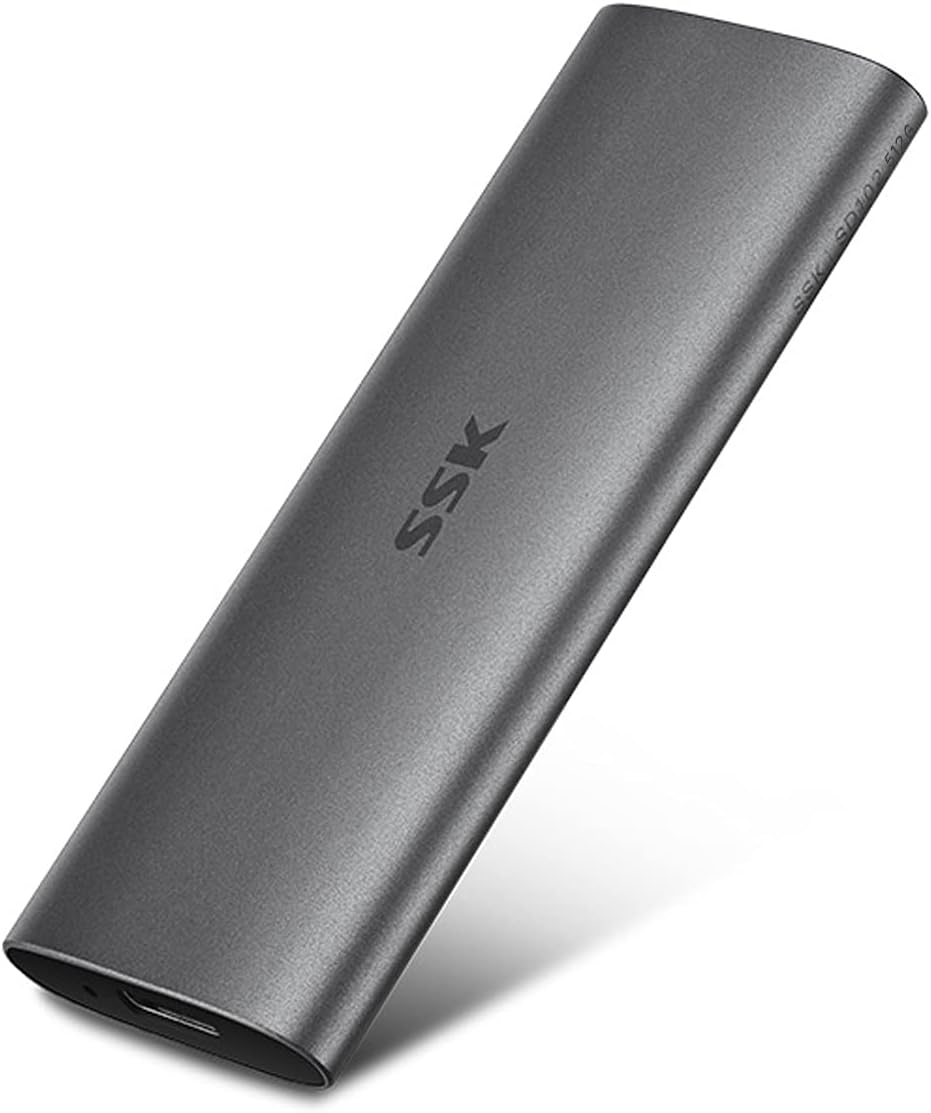 SSK 512G Portable External SSD,USB3.2 Gen2（6Gbps） Ultra Speed External Solid State Drive USB-C Mini External SSD with 550MB/s Data Transfer for Laptop, Typc C Phones and More