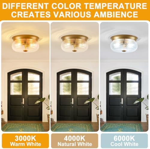 Gold Flush Mount Ceiling Light Fixtures, 2-Light Ceiling Mount for Modern with Clear Air Bubble Glass Shade, Industrial Flush Mount Light Fixture Farmhouse for Hallway Kitchen Bedroom Entryway Foyer - 5